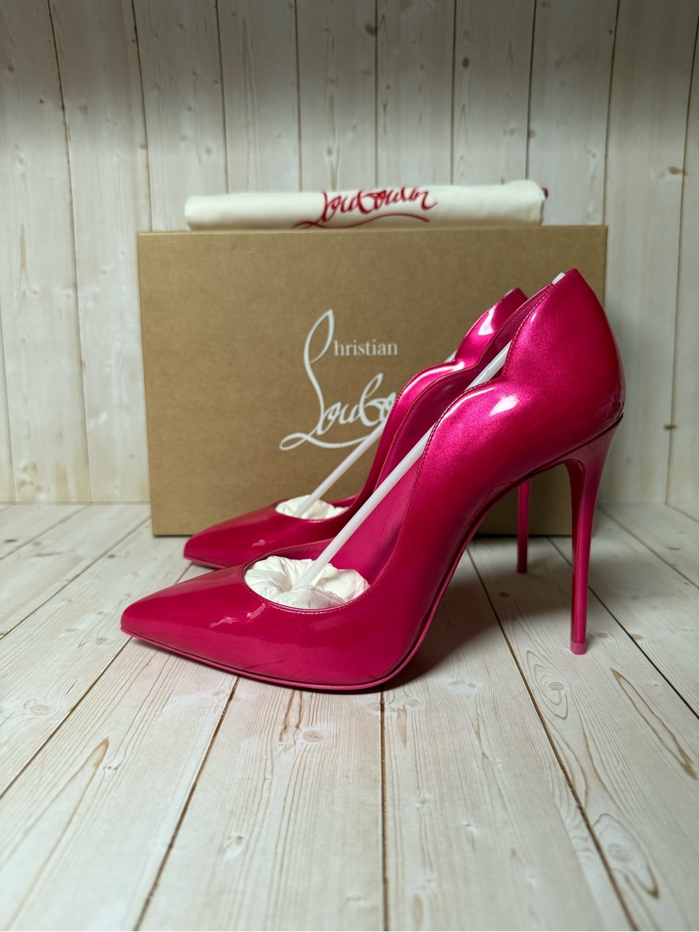 Christian Louboutin Hot Chick Patent Leather Pump Pinup Pink Sz 39 / 9 - Picture 4 of 13
